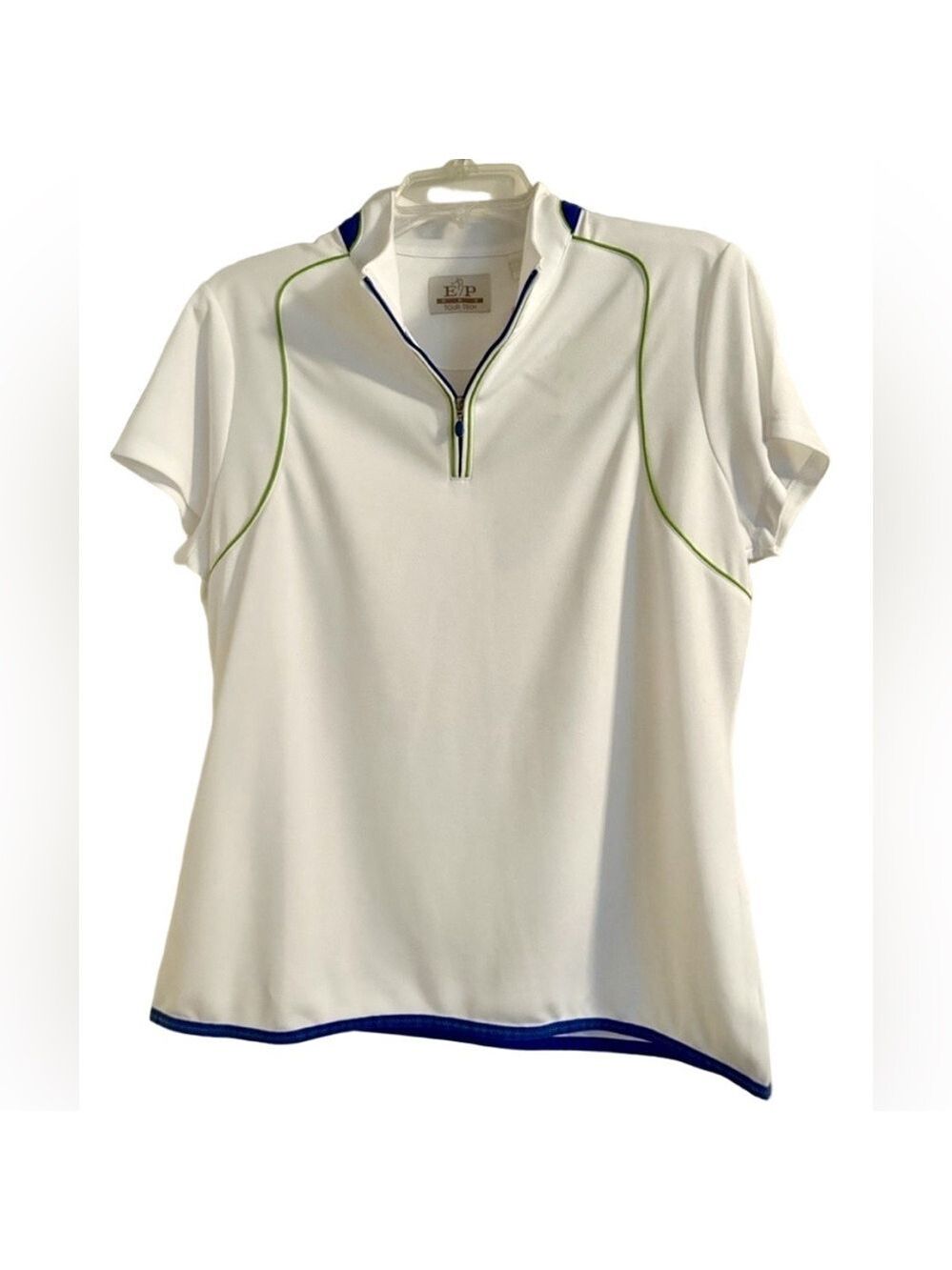 EP Pro Women’s Golf Polo Shirt White Green Sun Protection NWT Large